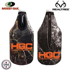 Mossy Oak or Realtree 64oz Growler Bottle Zipper Insulator