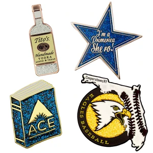 Custom Lapel Pins, Die Struck Glitter Enamel