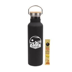 20 Oz Stainless Insulated Bottle w/Bamboo Lid & Iced Tea Mix