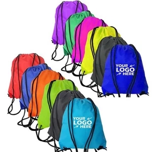 Drawstring Polyester Backpack with Triangular Corners