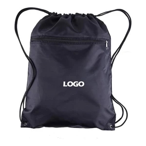 Drawstring Bags with Front Zipper Pocket.