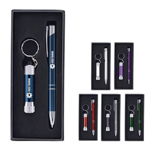 Custom Logo Custom Tres Chic Pen with Chroma LED Flashlight Gift Set