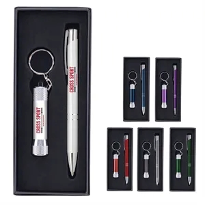 Custom Logo Custom Tres Chic Pen with Chroma LED Flashlight w/ Keyring