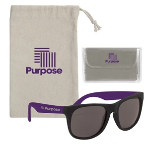 Rubberized Sunglasses With Microfiber Cloth And Pouch