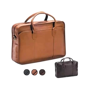 Leather Briefcase With Top Handles And Adjustable, Detachable Shoulder Strap