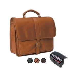 Leather School Bag With Flap With Buckle And Fully Lined Main Compartment