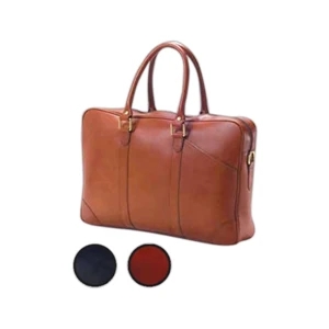 Slim Top Handle Briefcase With Front Slash Ticket Pocket And Shoulder Strap