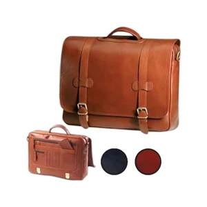 Executive - Leather Flap Porthole Briefcase With Extensive Interior Organizers