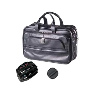 Professional Leather Laptop Briefcase With Back Compartment With Accordion Files