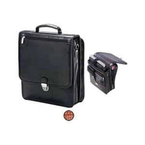 Leather Upright Vertical Briefcase With Laptop Section And Shoulder Strap