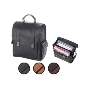 Leather Turn Lock Backpack With Roomy Interior, Top Handle And Shoulder Strap