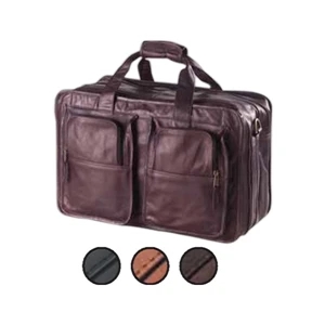 Leather Flight Bag, Roomy With Two Sections And Shoulder Strap With Pad