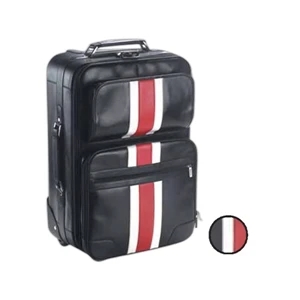 Leather Rolling Bag With Racing Stripe, Telescope Handle And Blade Wheels