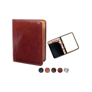 Slim Leather Padfolio With 8.5" X 11" Writing Tablet And Document Pocket