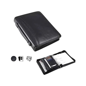 Leather Ring Top Handle Padfolio With Three Ring Binder And Writing Tablet