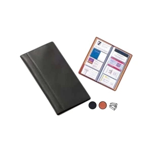 Leather Business Card Organizer With 15 Pages With Four Sleeves, Holds 120 Cards