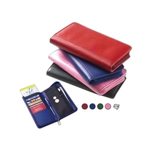 Colored Leather Passport Wallet With Interior Organizer With Credit Card Slots