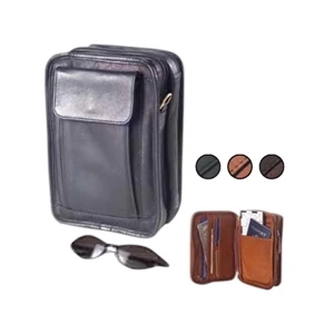 Leather Multi-compartment Carryall, Roomy Enough For Camera, Maps, Books