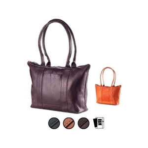 Zip Top Shopper Bag With Zipper Pocket, Card Slots And Cell Phone Pocket