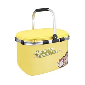 Insulated Picnic Basket Cooler Bag w/ Aluminum Handle