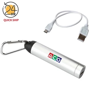 Aluminum Cylinder Power Bank w/Carabiner - 2200 mAh