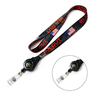 Custom Logo Dye-Sublimation Lanyard with Retractable Reel Combo