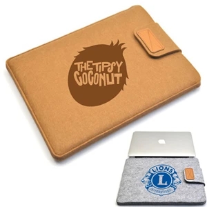 Felt Laptop Sleeve w/ Flip Top Closure Custom Tech Bags