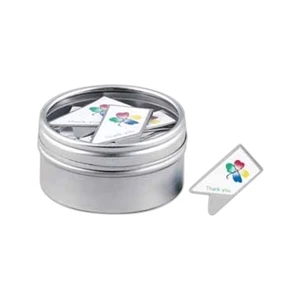 Keepaklip Paper Clips. Thank You Design In Metal Tin With Clear Window Lid