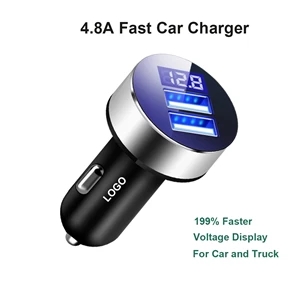 Fast Car Charger Adapter With Voltage Display