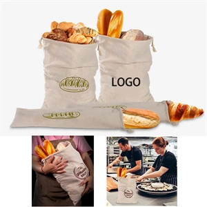 All-Purpose Reusable Drawstring Linen Bread Bags Baguette Ba