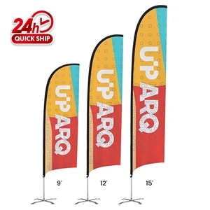 17' Single Sided Feather Flag w/ Poles + Ground Stake