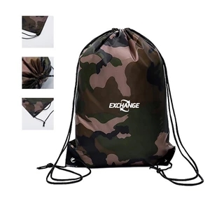 Camouflage Polyester Drawstring Backpack