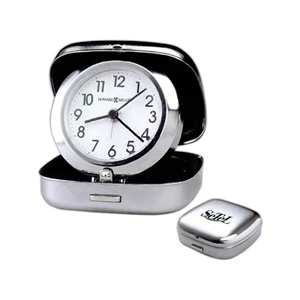 Clam Shell Alarm - Clam Shell Travel Alarm Clock With Polished Silver Finished Metal Case