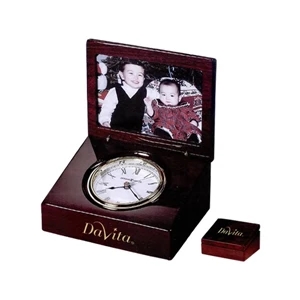 Hayden - High-gloss Rosewood Hall Finished Box Clock With Room For Photo On One Side