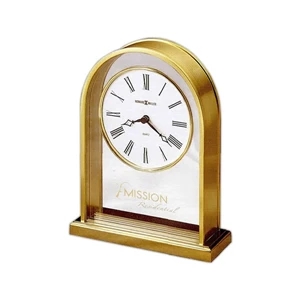 Reminisce - Refined, Brass-finished Arch Clock With Polished Brass-finished Edges And Base