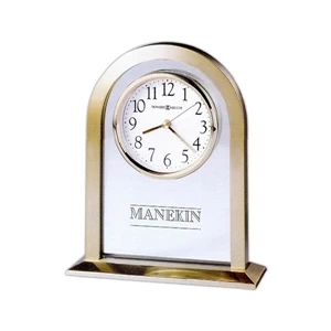 Imperial - Brushed And Polished Brass-tone Metal Arch Clock With A Glass Center Panel