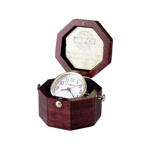 Chronometer - Brass Captain's Clock Housed In A Felt-lined Rosewood Finished Octagonal Chest