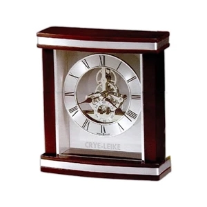 Templeton - Satin Rosewood Finished Carriage Clock With Curved Front And Silver Accents