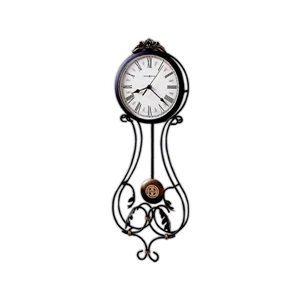 Paulina - Wrought Iron Wall Clock With Decorative Leaves And A Cast Crown