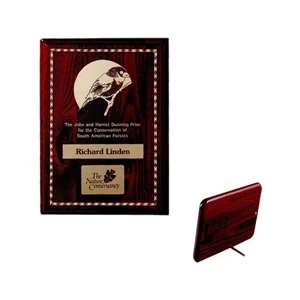 Commemorative Plaque Iv - Rosewood Plaque With Profiled Edge And Decorative Marquetry, 10" X 8" X 1"