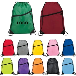 Drawstring Backpack With Zipper