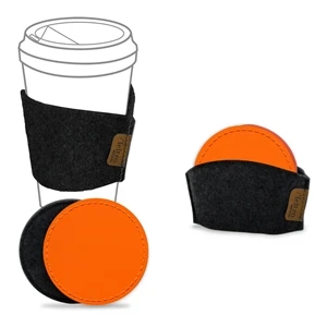 New Feltro Collection Leather and Black Felt Coaster Set