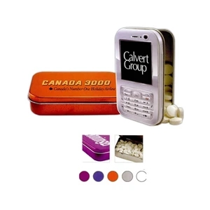 Large Mint Tin In White, Orange, Blue, Purple Or Silver Filled With Red Hots Candy