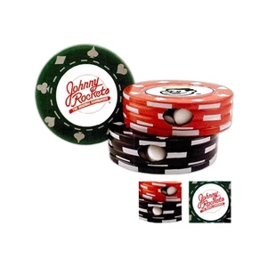 Empty Poker Chip Shape Tin In Red, Black Or Green With Two Part Twist Top