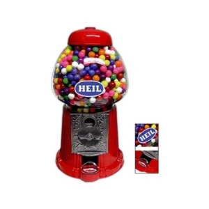 Gumball Machine, 15" With Metal And Glass Construction And Coin Operated, Empty