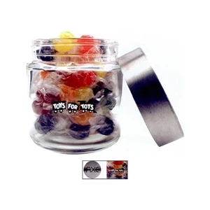 Round Candy Jar With Stainless Steel Lid Filled With Chocolate Earth Balls