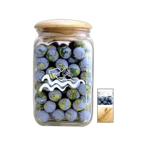Large Arched Clear Glass Jar With Wood Lid Filled With Salt Water Taffy Candy