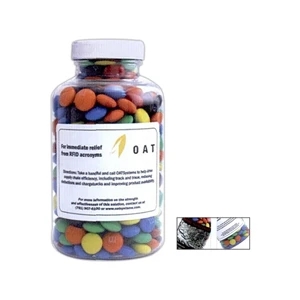 Medium - Clear Pill Bottle, 2 3/4" X 1 1/2" Dia. Filled With Red Hots Candy