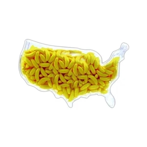 Usa Shape Clear Plastic Container 3 1/4" X 5 3/5" X 1 3/8" Filled With Hard Candy