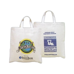 Cotton Natural Color Tote Bag With Short Handles, 1" Wide X 16" Overall Length